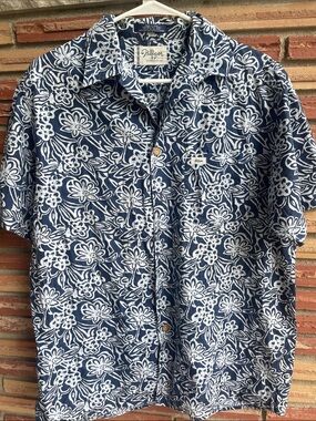 Tommy Hilfiger Navy and White Floral Camp Shirt